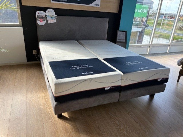 Mline matras met boxspring Simmons vlak 180 x 210, 210 cm, Ophalen of Verzenden, 180 cm, Grijs