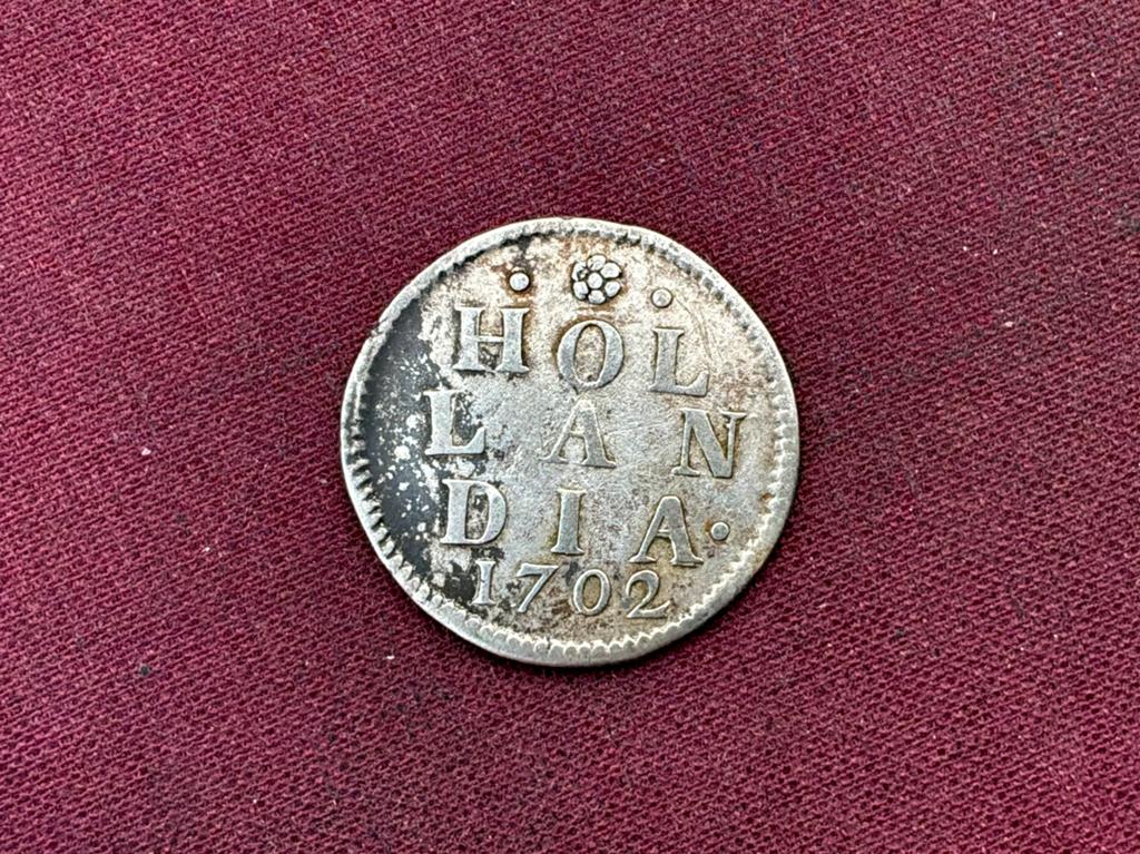 Duit holland 1702 in zilver, Postzegels en Munten, Munten | Europa | Euromunten, Ophalen of Verzenden, Overige landen, Overige waardes