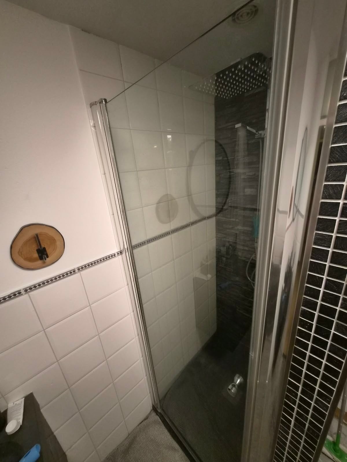 Antikalk glazen douche deur met chromen profielen, Ophalen, Gebruikt, Chroom, Douche