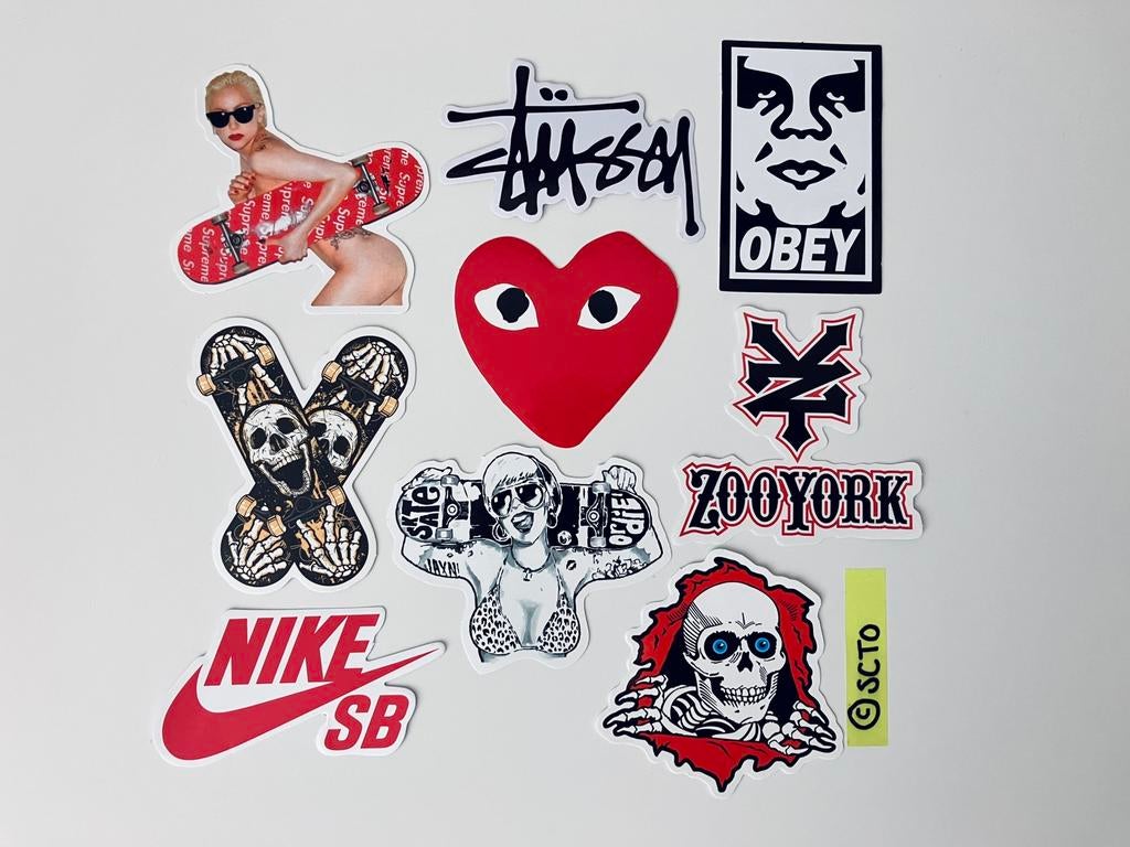 Stickers Lady Gaga Supreme skateboard Stussy CDG NikeSB OBEY, Ophalen of Verzenden, Nieuw, Meerdere stickers