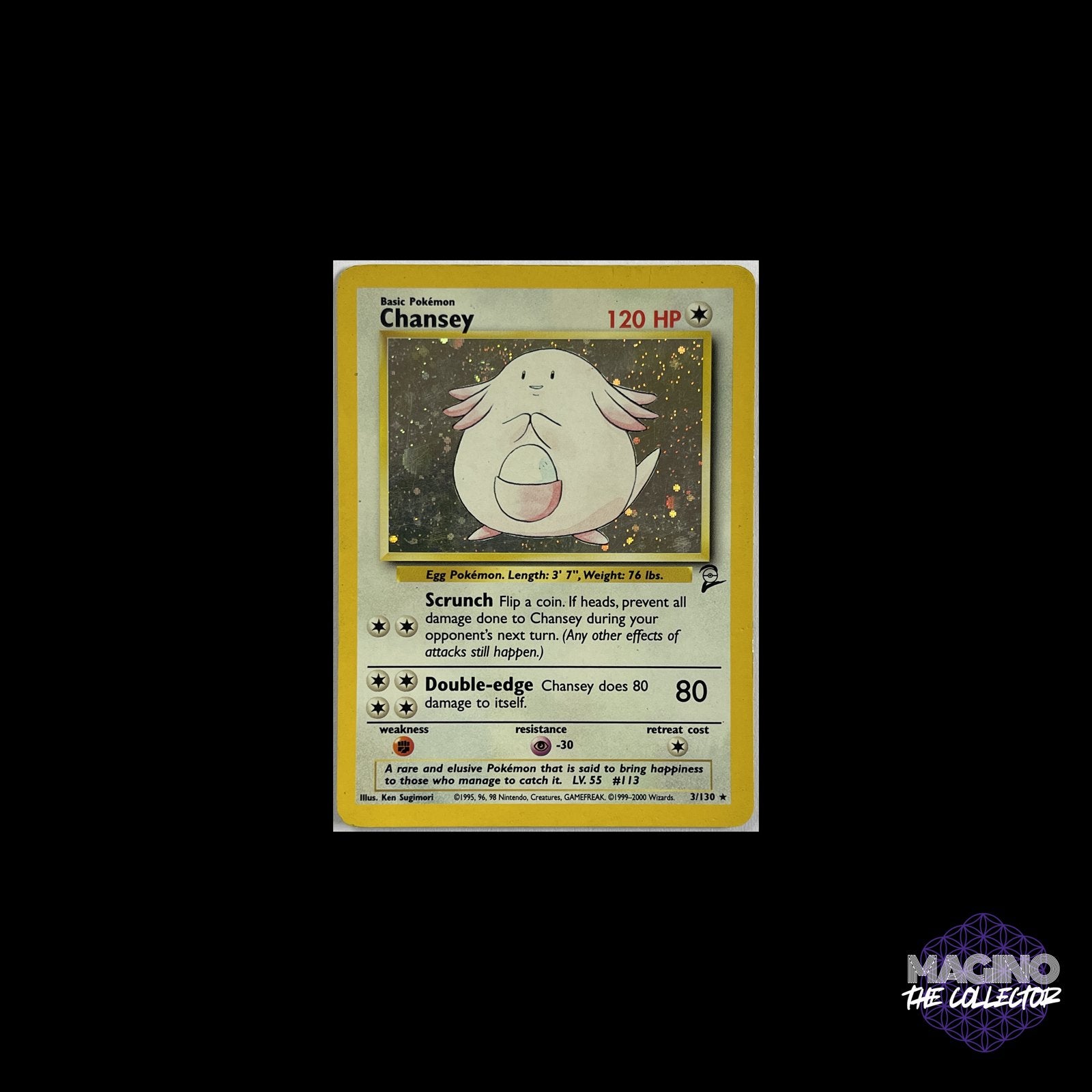 Pokémon Chansey Base Set 2 Holo 3/130 – 2000 | Vintage EN, Ophalen of Verzenden, Zo goed als nieuw, Losse kaart, Foil