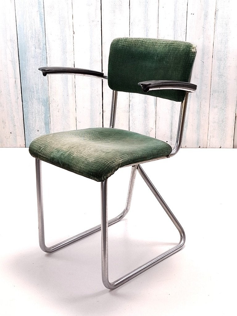 gispen 212 stoel met armleggers, Huis en Inrichting, Stoelen, Ophalen, Gebruikt, Drie, Overige materialen