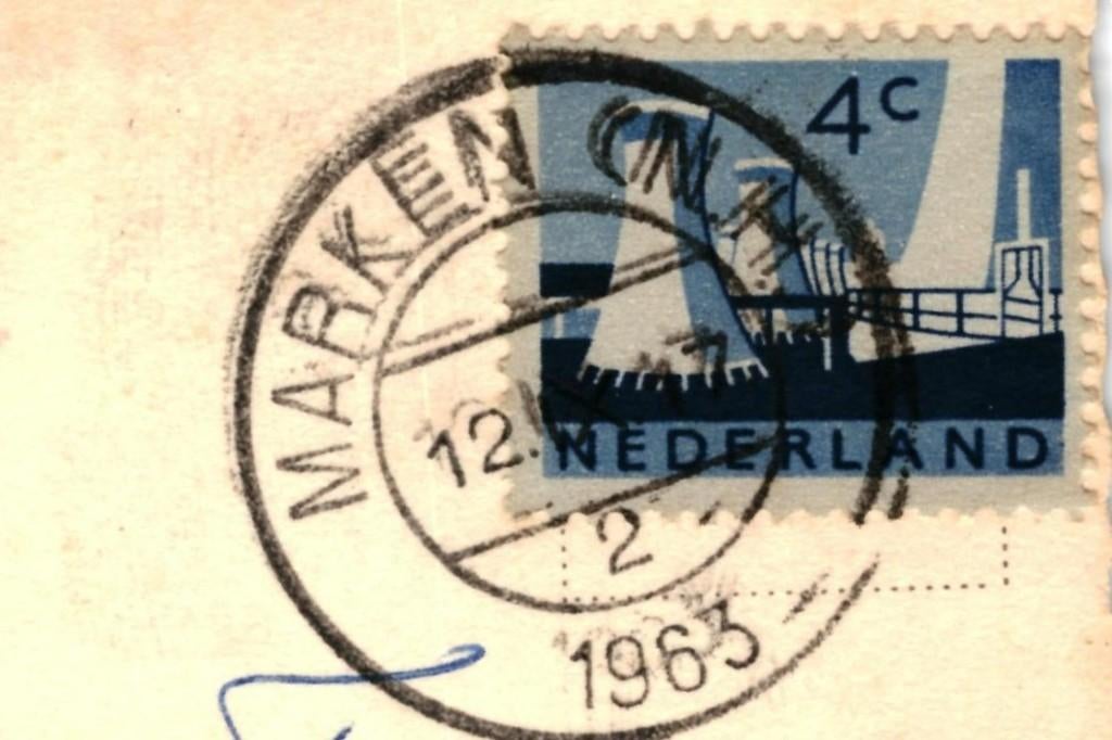 914377 Marken NH 1963 klederdracht Gelopen met postzegel, Ophalen of Verzenden, 1960 tot 1980, Gelopen, Noord-Holland