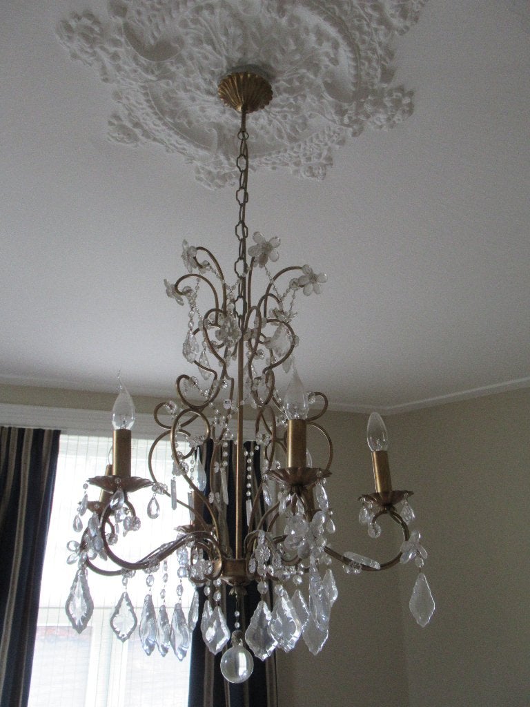Laura ASHLEY - MARLOW KROONLUCHTER met PEGELS, Ophalen, Zo goed als nieuw, Glas, Laura Ashley