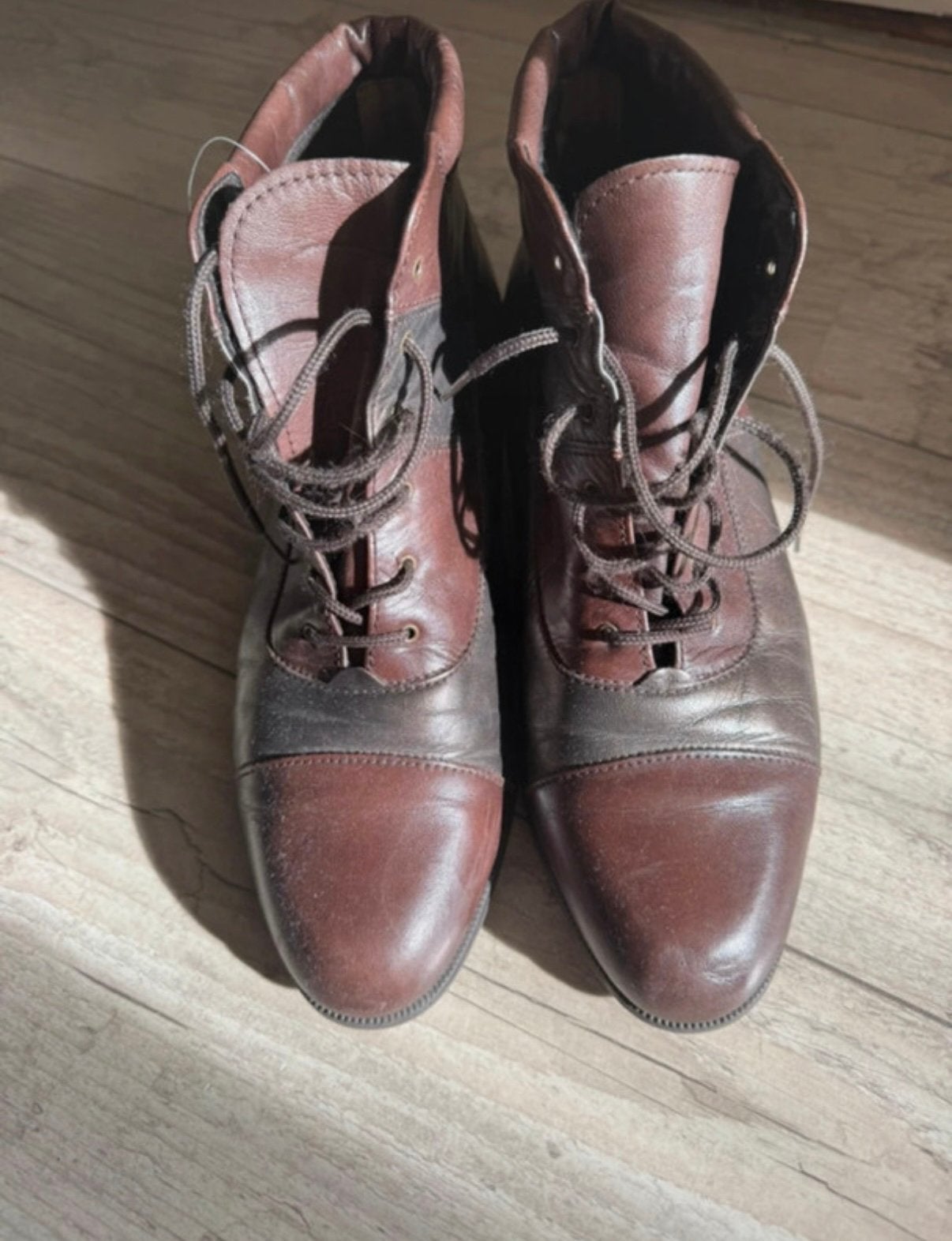 Vintage brown bronze leather shoes luftpolster 39, Ophalen of Verzenden, Zo goed als nieuw, Bruin