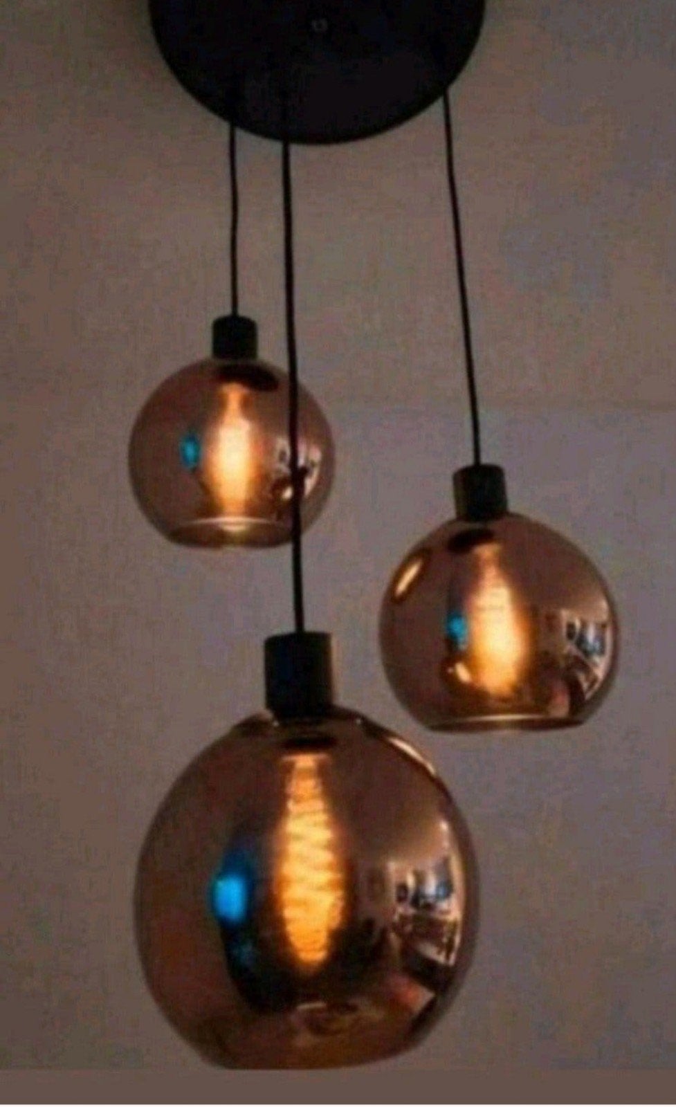 hanglamp met 3 glazen bollen, Ophalen, Gebruikt