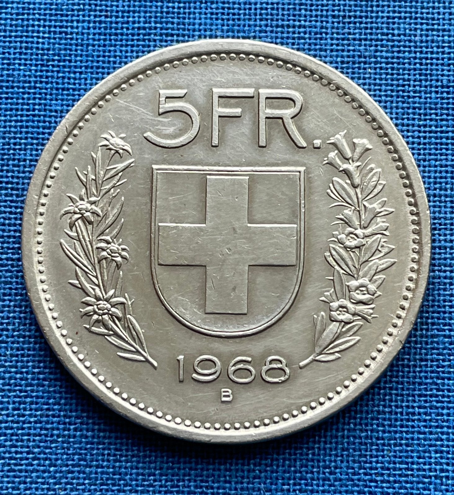Te Koop Zwitserse. 5 Francs jaar 1968., Ophalen of Verzenden, Overige landen