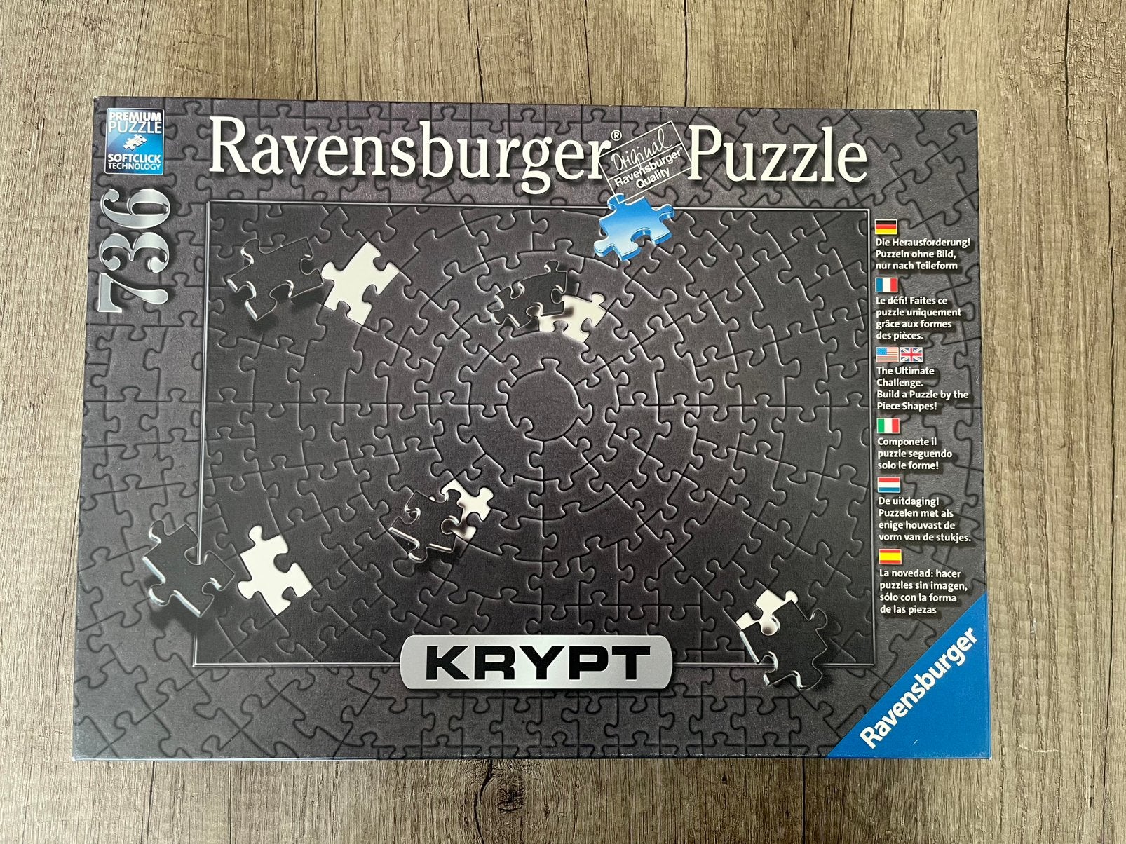 Ravensburger puzzel Krypt zwart, 736 stukjes, Ophalen, 500 t/m 1500 stukjes, Zo goed als nieuw, Legpuzzel