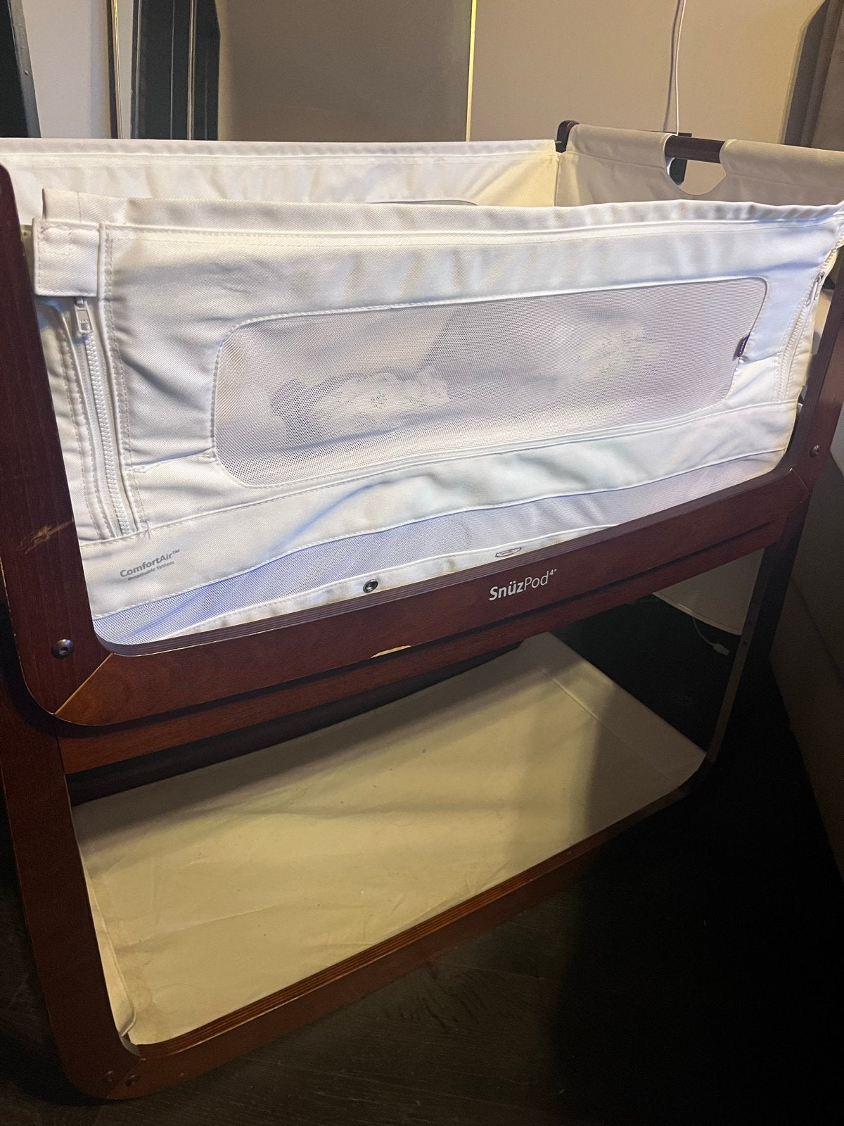 Snuzpod 4 co-sleeper kastanjebruin met accessoires, Ophalen, Gebruikt, Wieg