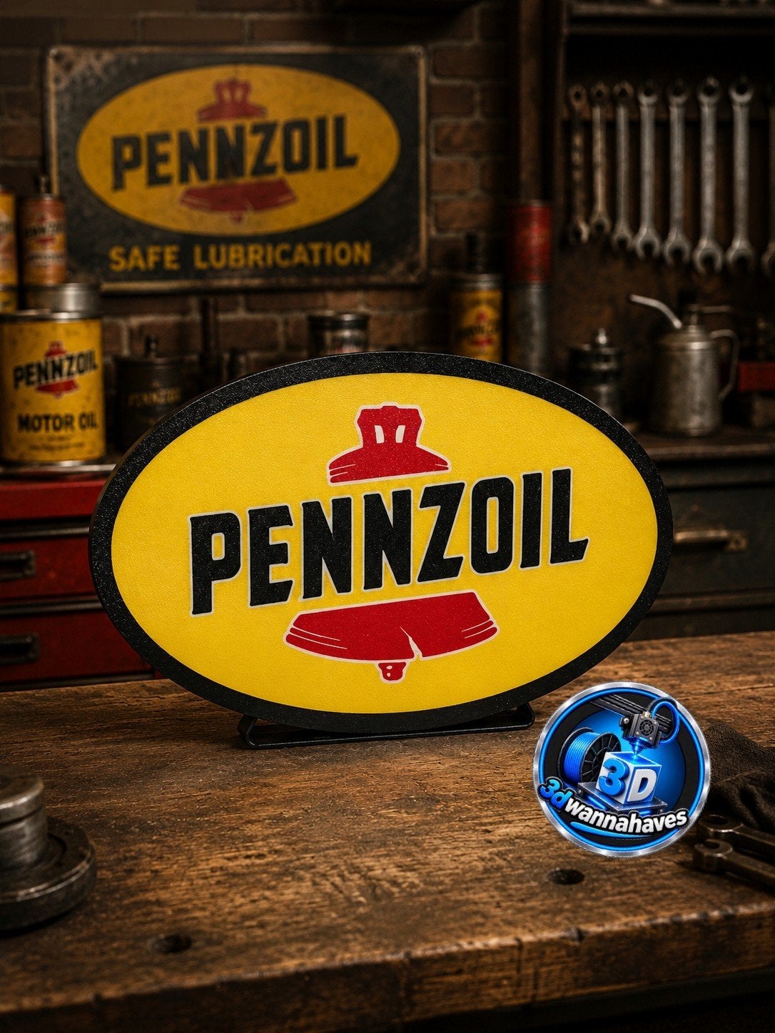 Pennzoil Lichtbak - Retro Decoratie voor Mancave/Garage, Ophalen of Verzenden, Nieuw, Lichtbak of (neon) lamp
