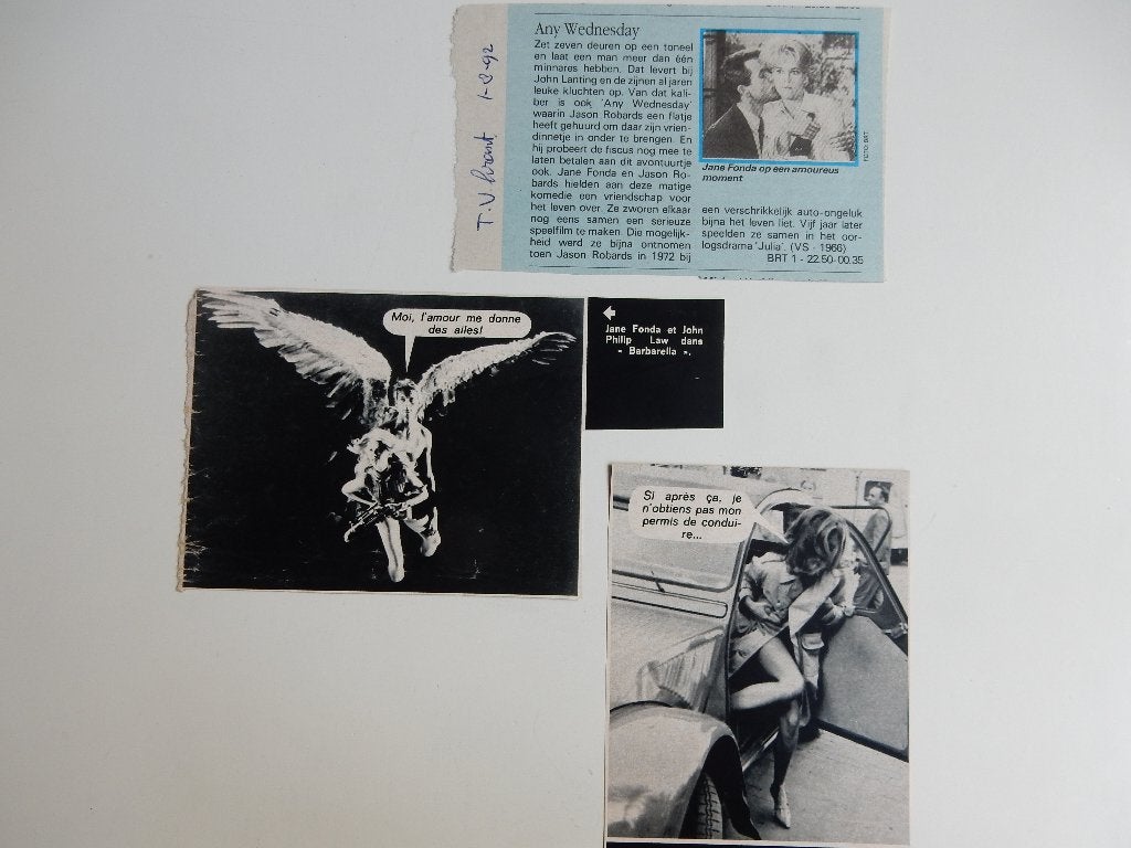 Jane Fonda, drie artikeltjes., Ophalen of Verzenden, 1960 tot 1980, Nederland, Knipsel(s)