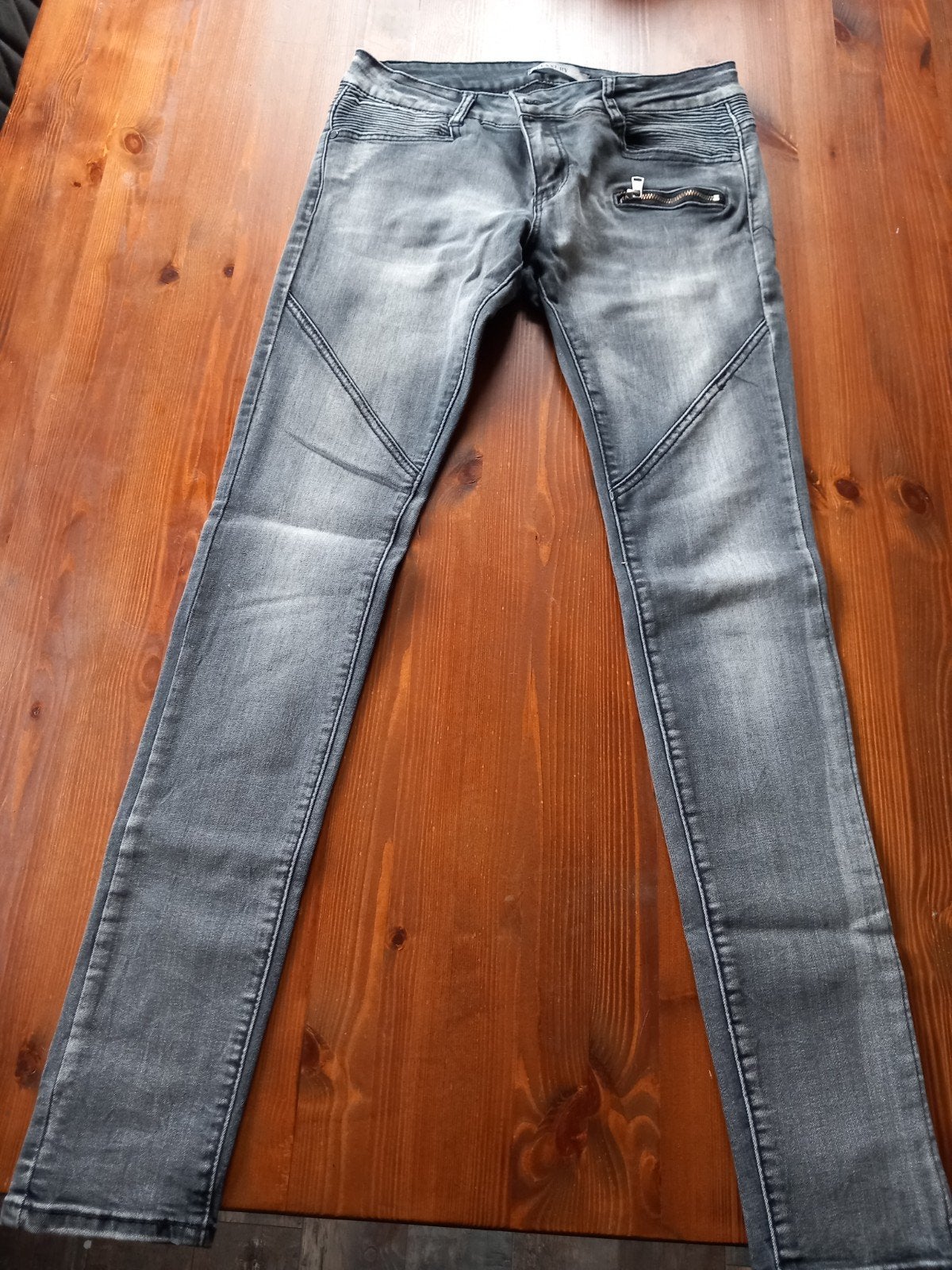 Lexxury Grijze Slim Fit Jeans met Ritsdetails Maat L/40, Maat 38/40 (M), Ophalen of Verzenden, Zo goed als nieuw, Lexxury