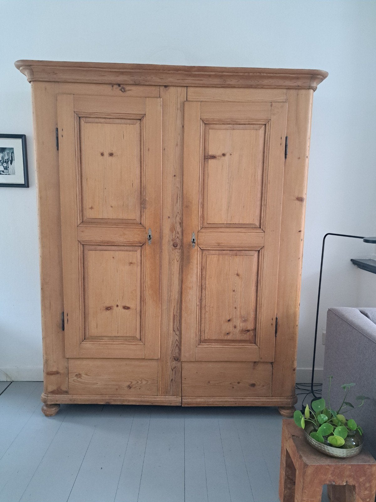 Antieke grenen kast (demontabel), Ophalen, 200 cm of meer, 150 tot 200 cm, Klassiek, Landelijk
