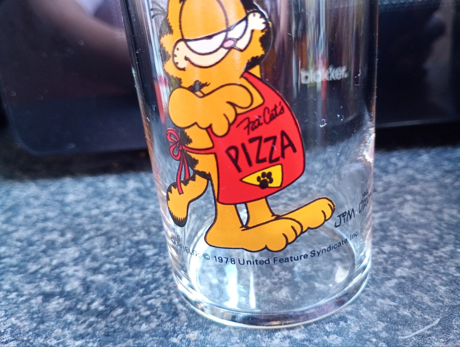 Vintage Garfield Pizza Glas - 1978 United Feature, Ophalen of Verzenden, Nieuw