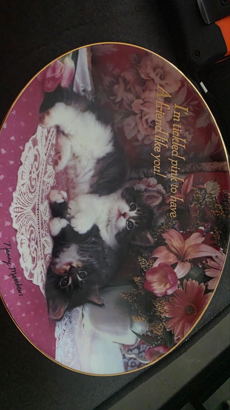 Franklin Mint 'Tickled Pink' katten sierbord, Antiek en Kunst, Ophalen of Verzenden