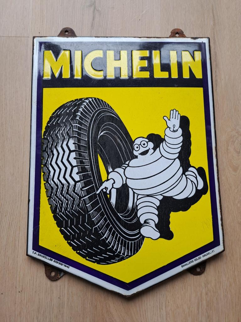 Emaille reclame , emaille reclamebord Michelin, Verzamelen, Merken en Reclamevoorwerpen, Ophalen of Verzenden, Gebruikt, Reclamebord