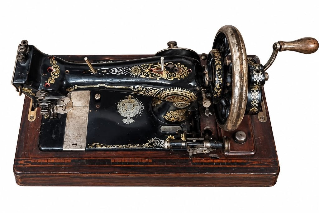 Antieke handnaaimachine met zwengel – decoratief ., Ophalen of Verzenden, Gebruikt