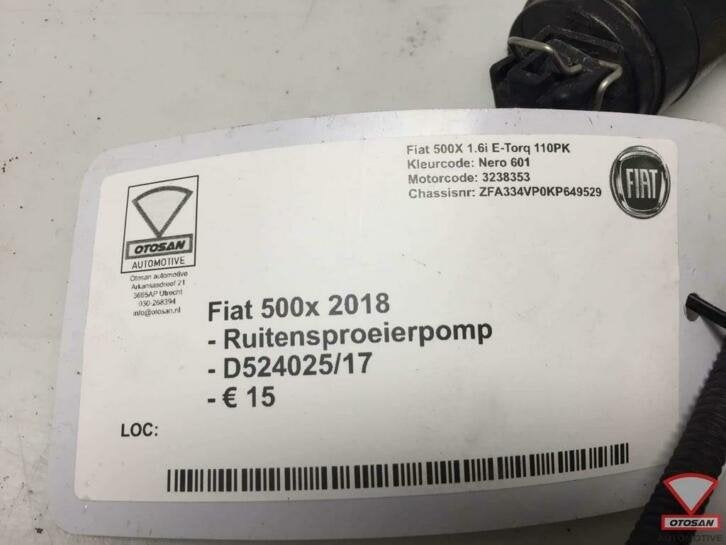 fiat 500x 2018 ruitensproeierpomp d524025 17, Gebruikt, Stellantis Europe S.p.A., Ophalen of Verzenden, Info@stellantis.com