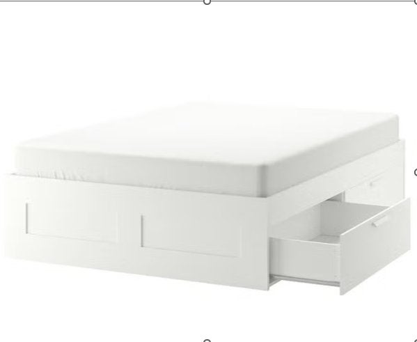 Brimnes Bed  180*200 met lades, Huis en Inrichting, Slaapkamer | Bedden, Ophalen, Wit, Tweepersoons, Zo goed als nieuw