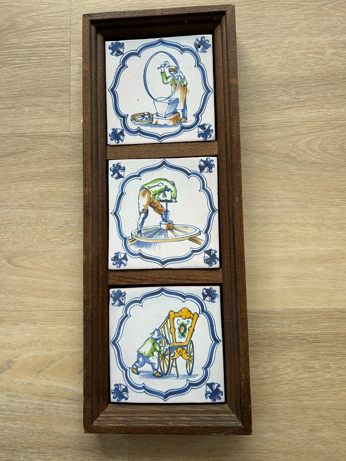 Delfts blauw tegeltableau drieluik, ambachten, Ophalen of Verzenden