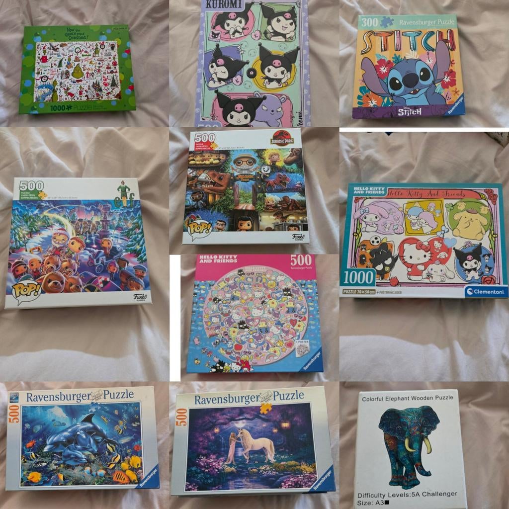 10 puzzles tussen de 300 en 1000 stukjes, Ophalen of Verzenden, 500 t/m 1500 stukjes, Zo goed als nieuw