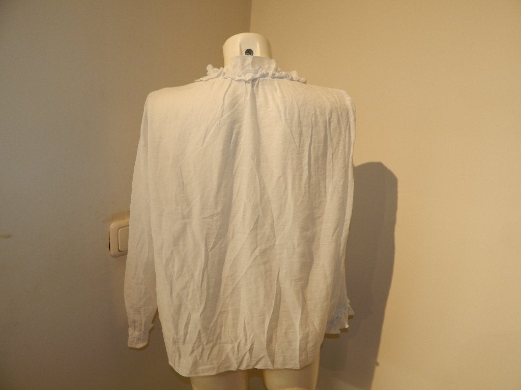 Maje blouse top uitlopend roesel kraagje hals mt M, Maat 38/40 (M), Verzenden, Wit, Maje