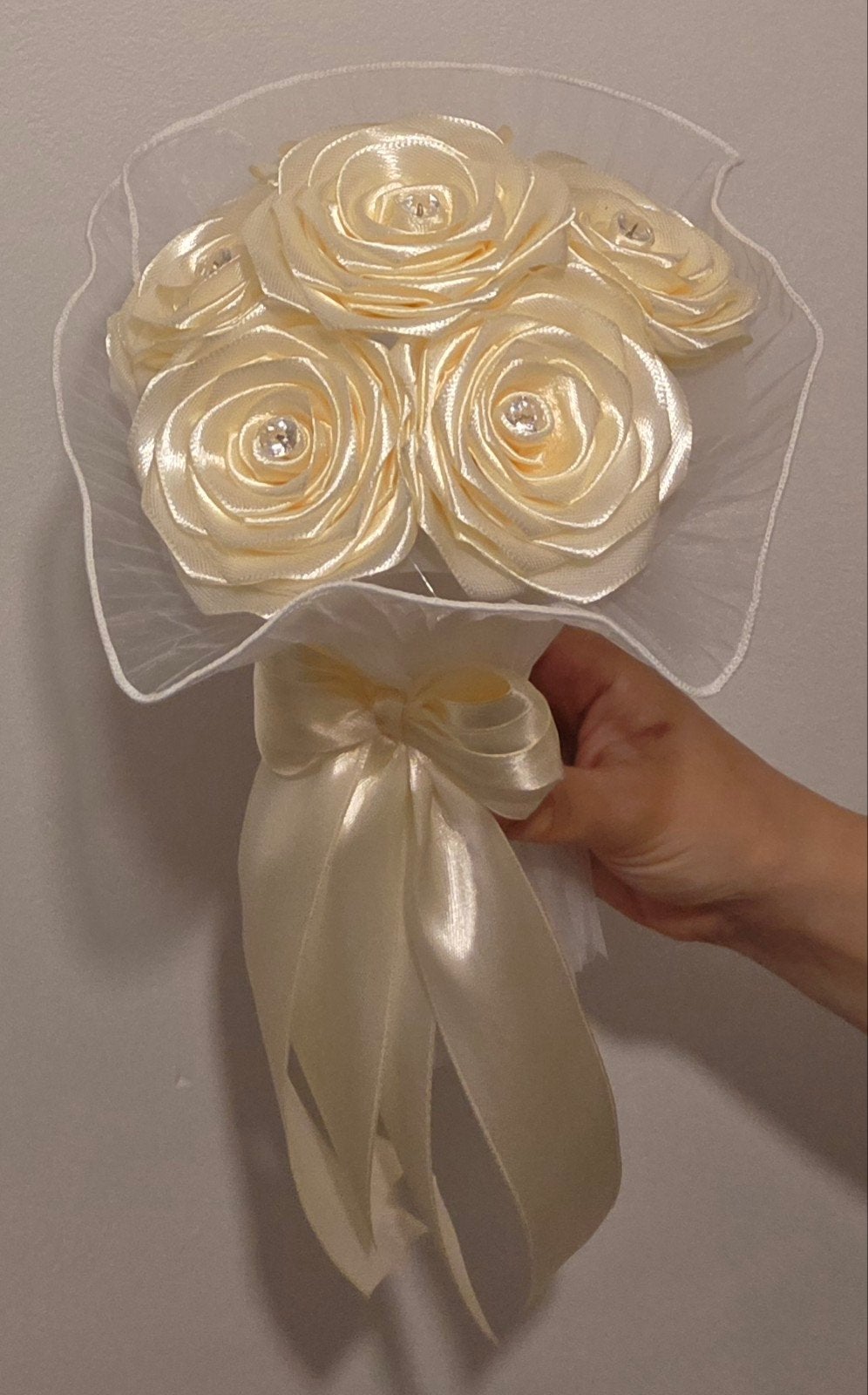 Rozen Boeket - Satijnen Rozen, Ophalen of Verzenden, Nieuw, Zilver, Overige materialen