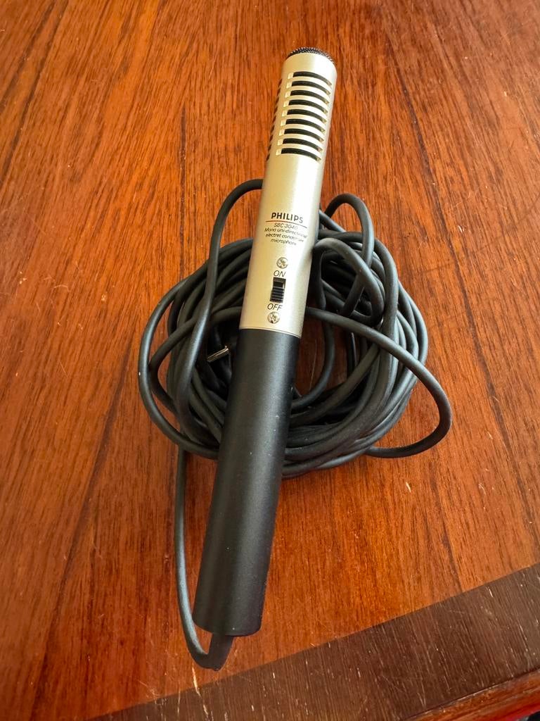 Vintage Philips SBC 3040 electret condenser microphone, Ophalen of Verzenden, Zo goed als nieuw, Studiomicrofoon