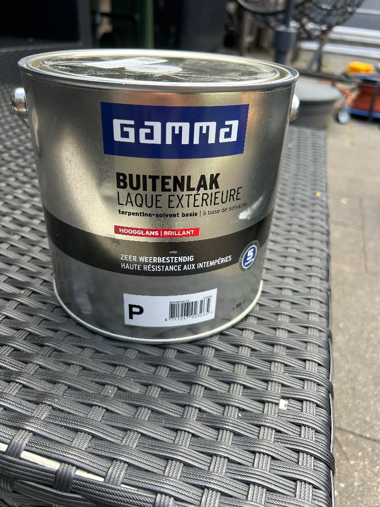 Verf lichtgrijs buitenlak Gamma 2,5 liter, Nieuw, Ophalen of Verzenden, Lak, Grijs
