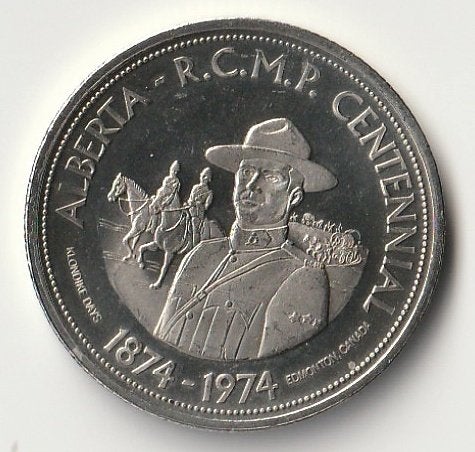 Munt Canada. RMCP 100 jaar 1874 – 1974, Ophalen of Verzenden, Noord-Amerika, Losse munt