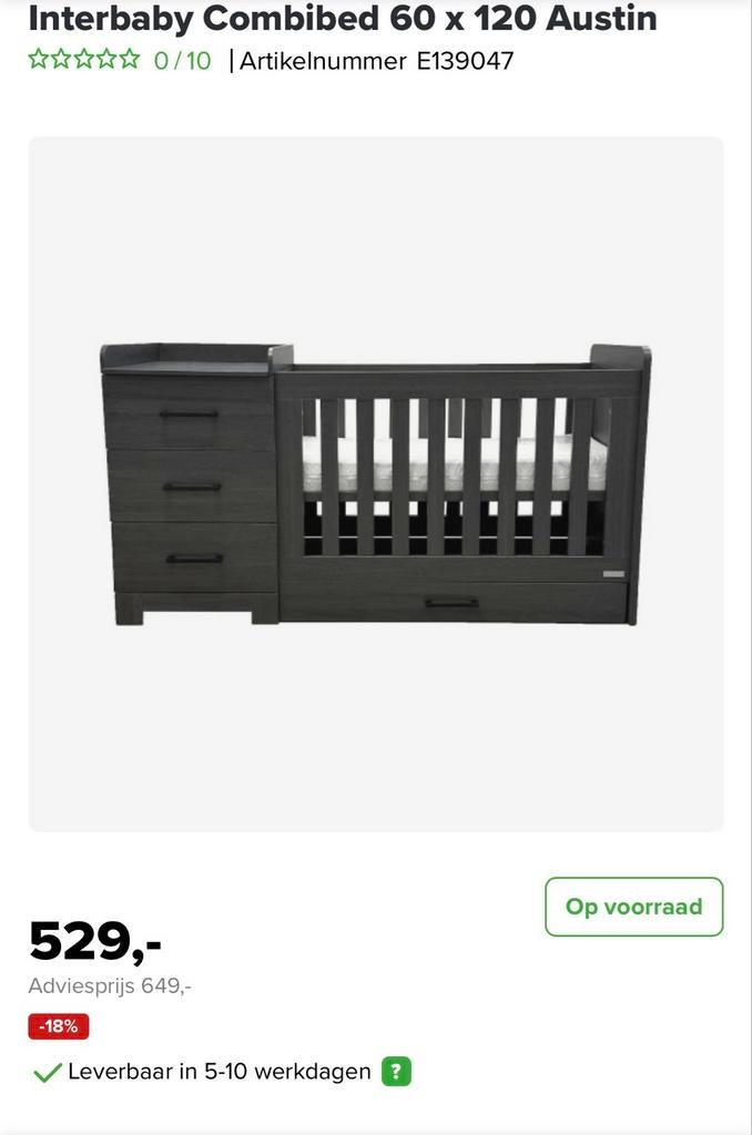 Combi ledikant en commode - ideaal voor kleine ruimtes, Kinderen en Baby's, Kinderkamer | Commodes en Kasten, Ophalen, Gebruikt