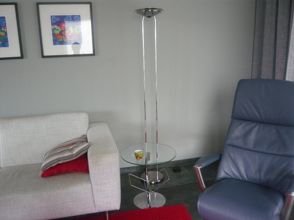 vloerlamp chroom, Huis en Inrichting, Ophalen, Gebruikt, Overige fittingen, Glas