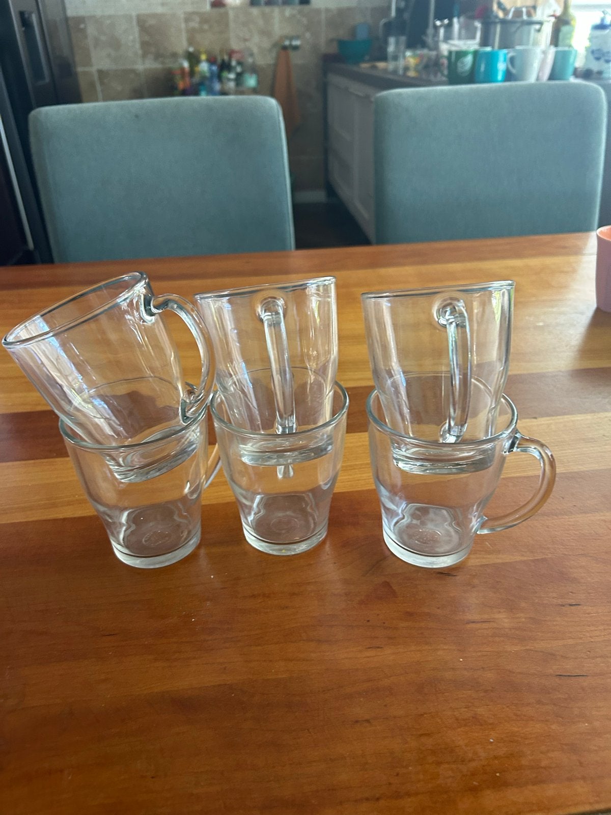 Set van 6 glazen mokken met oor, Overige typen, Ophalen, Gebruikt, Glas