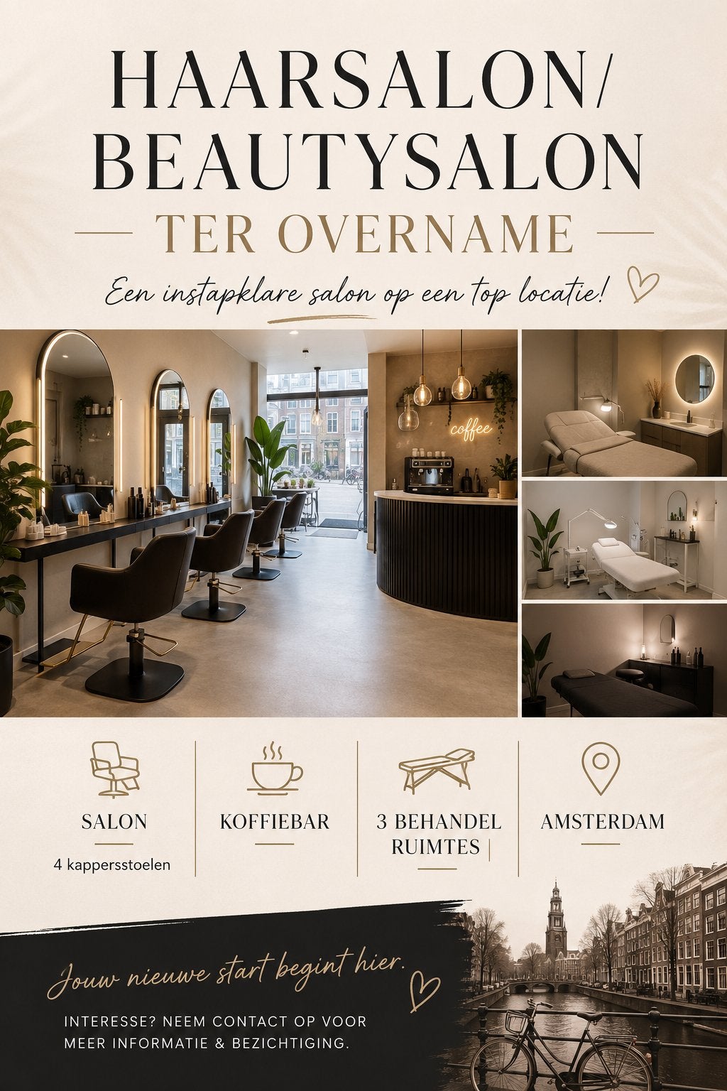 Haarsalon kapperszaak beautysalon ter overname, Zakelijke goederen, Exploitaties en Overnames