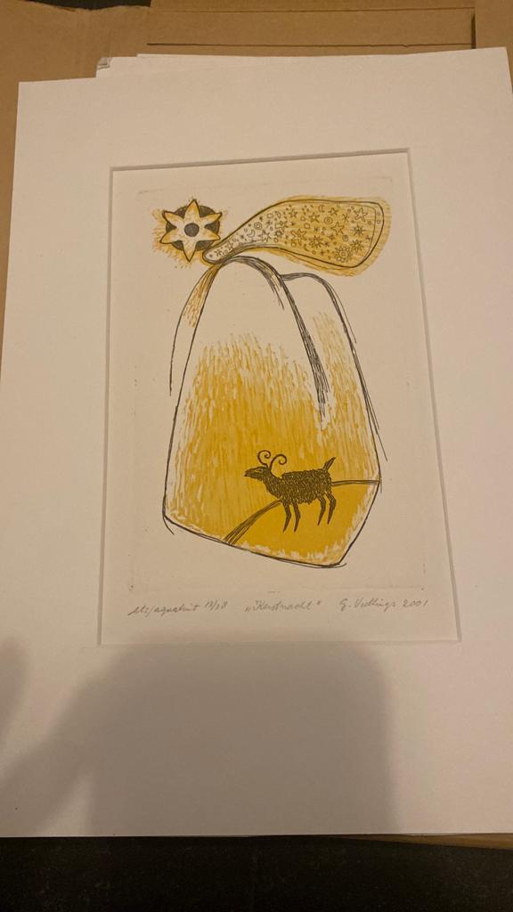 Ets / Aquatint "Kerstnacht" (11/38) Geert Vullings (2001), Antiek en Kunst, Kunst | Etsen en Gravures, Ophalen, Ets, Origineel