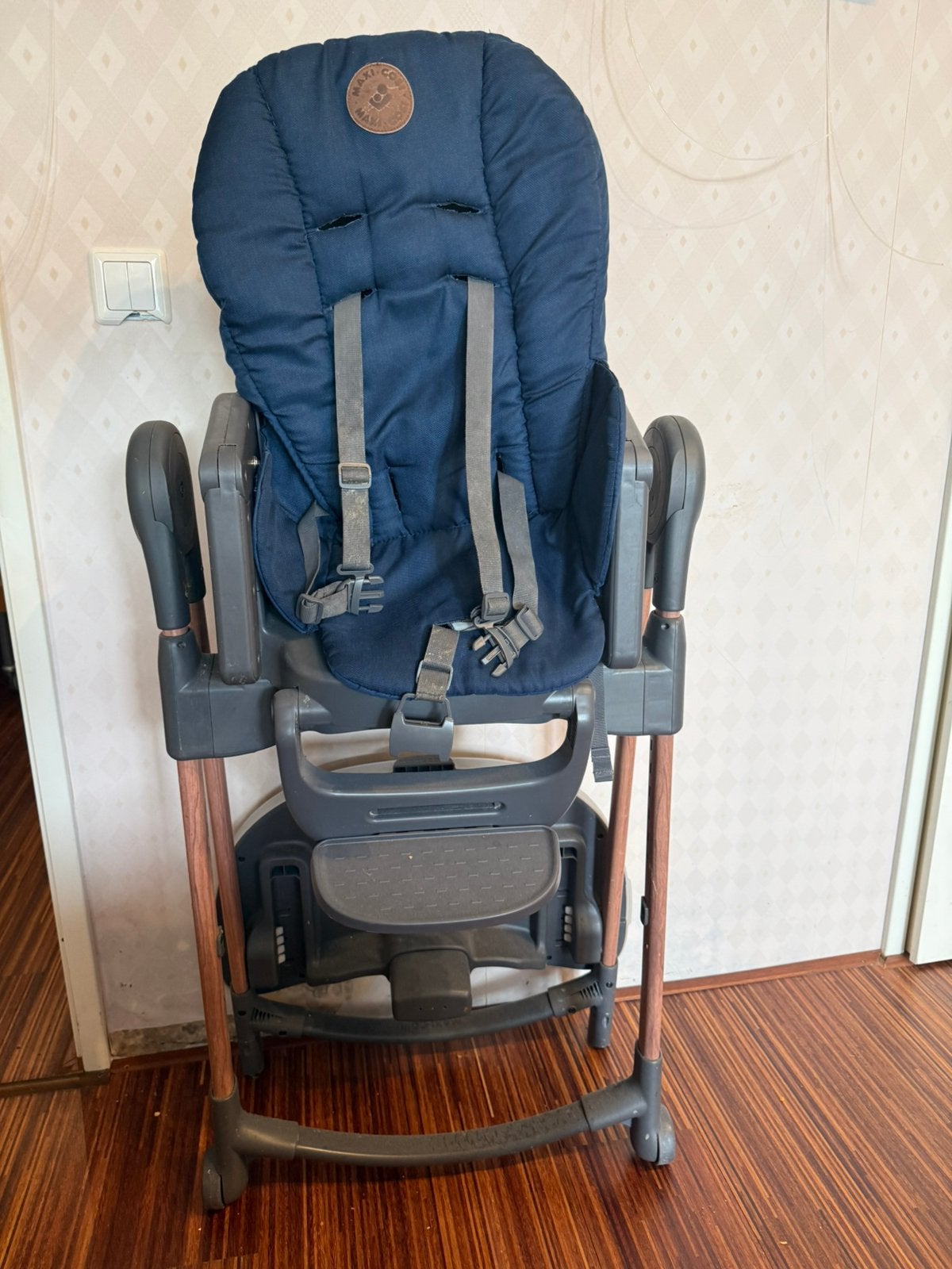 Maxi Cosi Minla blauw, Ophalen, Zo goed als nieuw, Meegroeistoel, Afneembaar eetblad