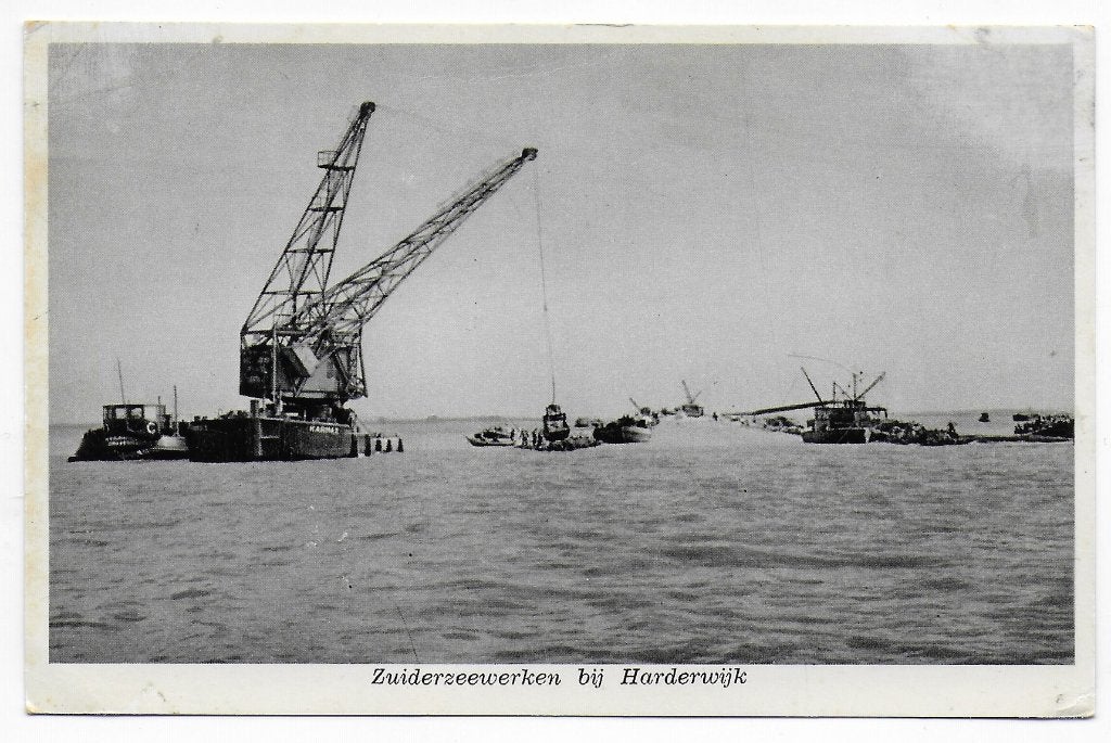 Zuiderzeewerken bij Harderwijk ongelopen Ansichtkaart B7776, Ophalen of Verzenden, 1960 tot 1980, Ongelopen, Gelderland