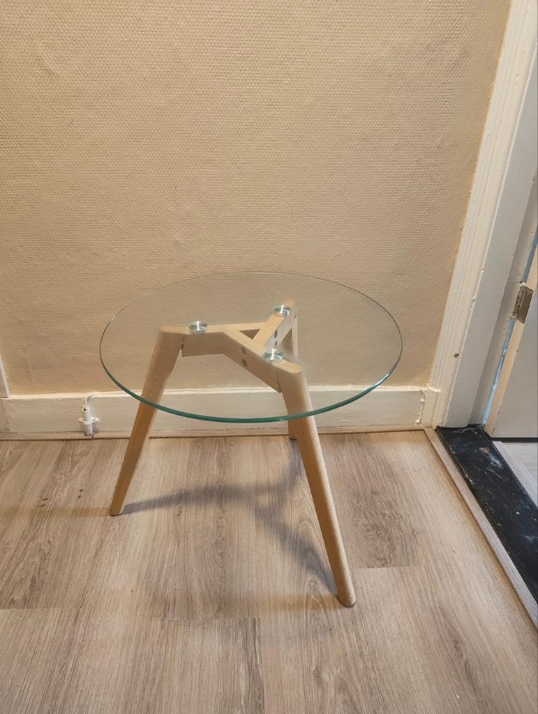 Gratis glazen bijzettafel, Huis en Inrichting, Minder dan 55 cm, Gebruikt, Rond, Glas