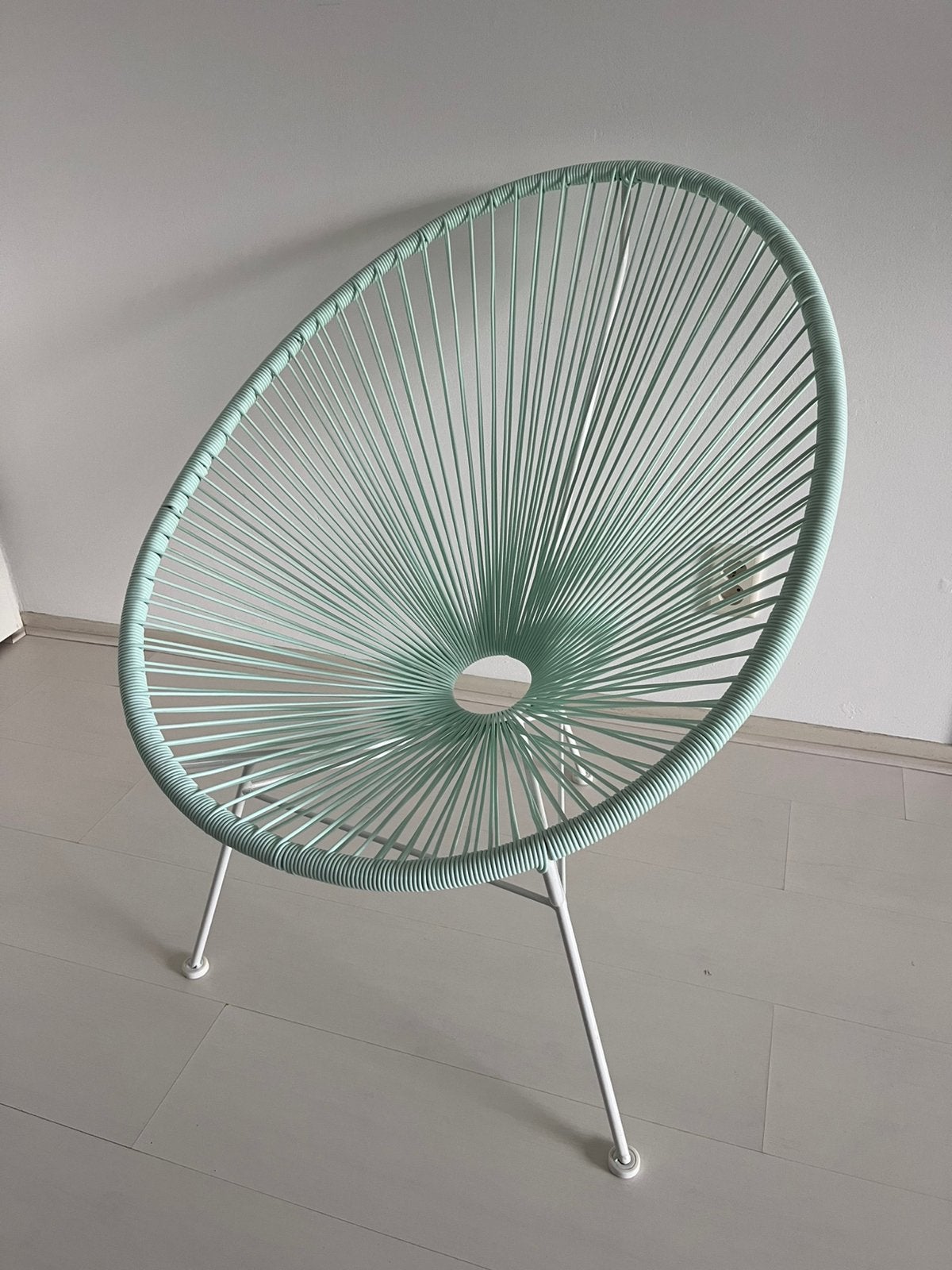 Draadstoel acapulco - draad fauteuil - mintgroen, Ophalen of Verzenden, Zo goed als nieuw, Kunststof