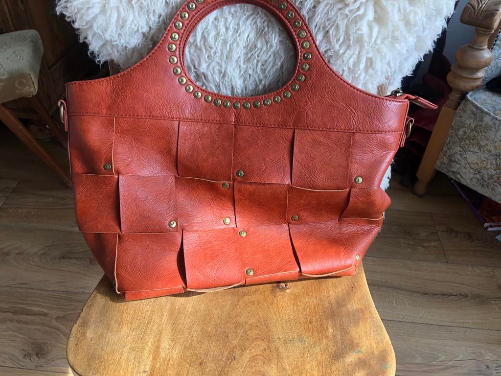 Mandoline tas met studs, Verzenden, Gebruikt, Oranje, Handtas