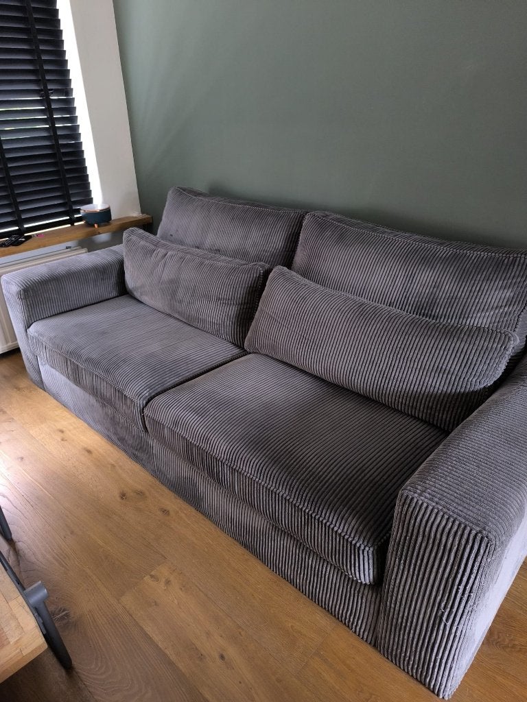 Zitbank corduroy grijs, Ophalen, Gebruikt, Minder dan 75 cm, Tweepersoons