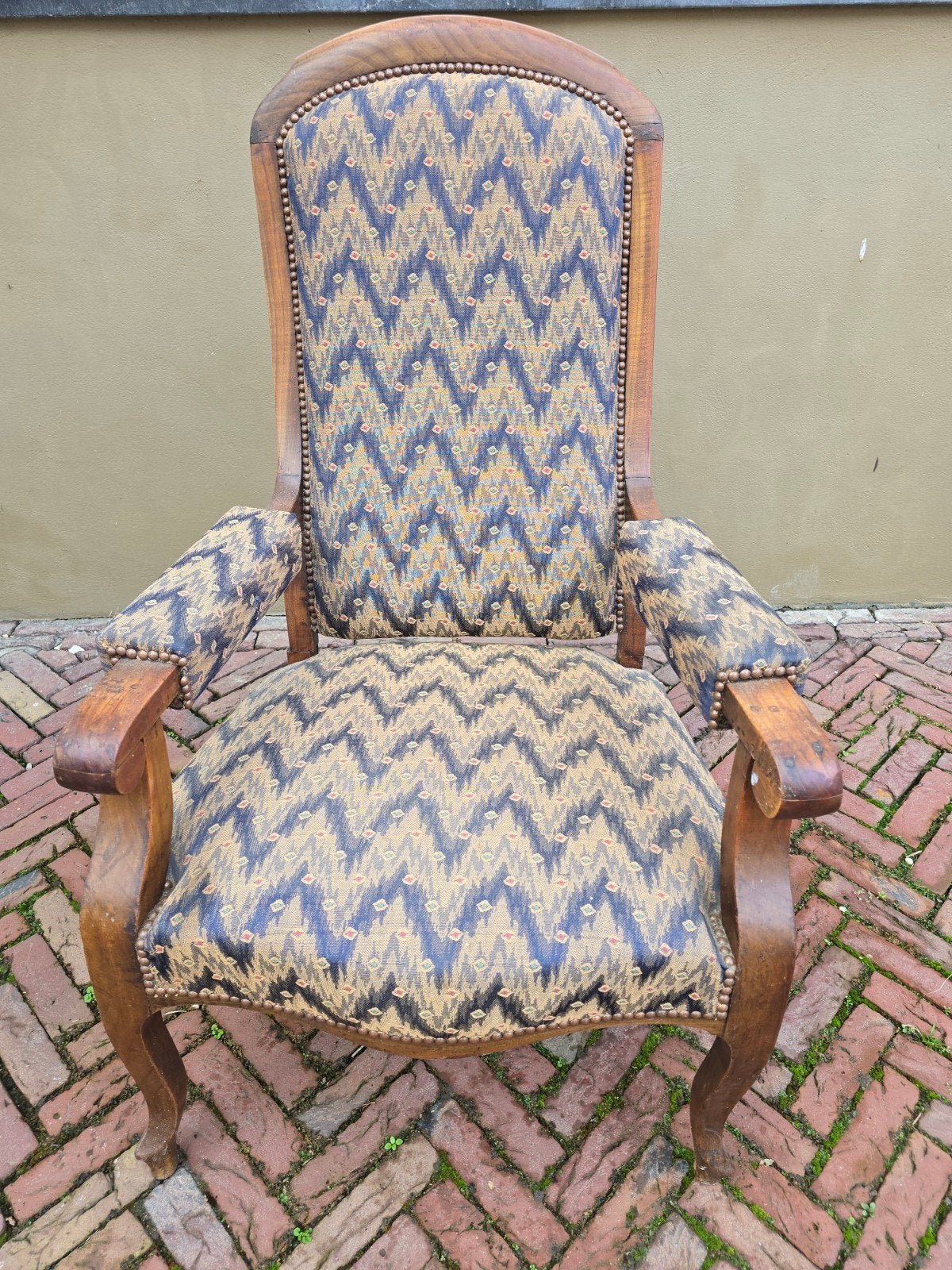 Antieke Opa Stoel met Uniek Zigzag Patroon, Ophalen