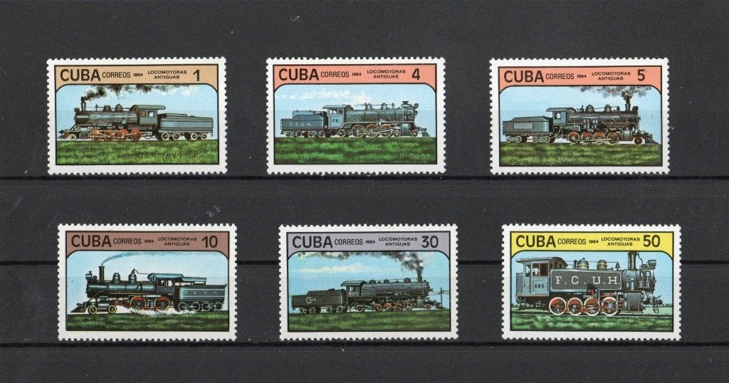 Treinpostzegel Cuba 1984 2859/2864, Ophalen of Verzenden, Postfris, Treinen