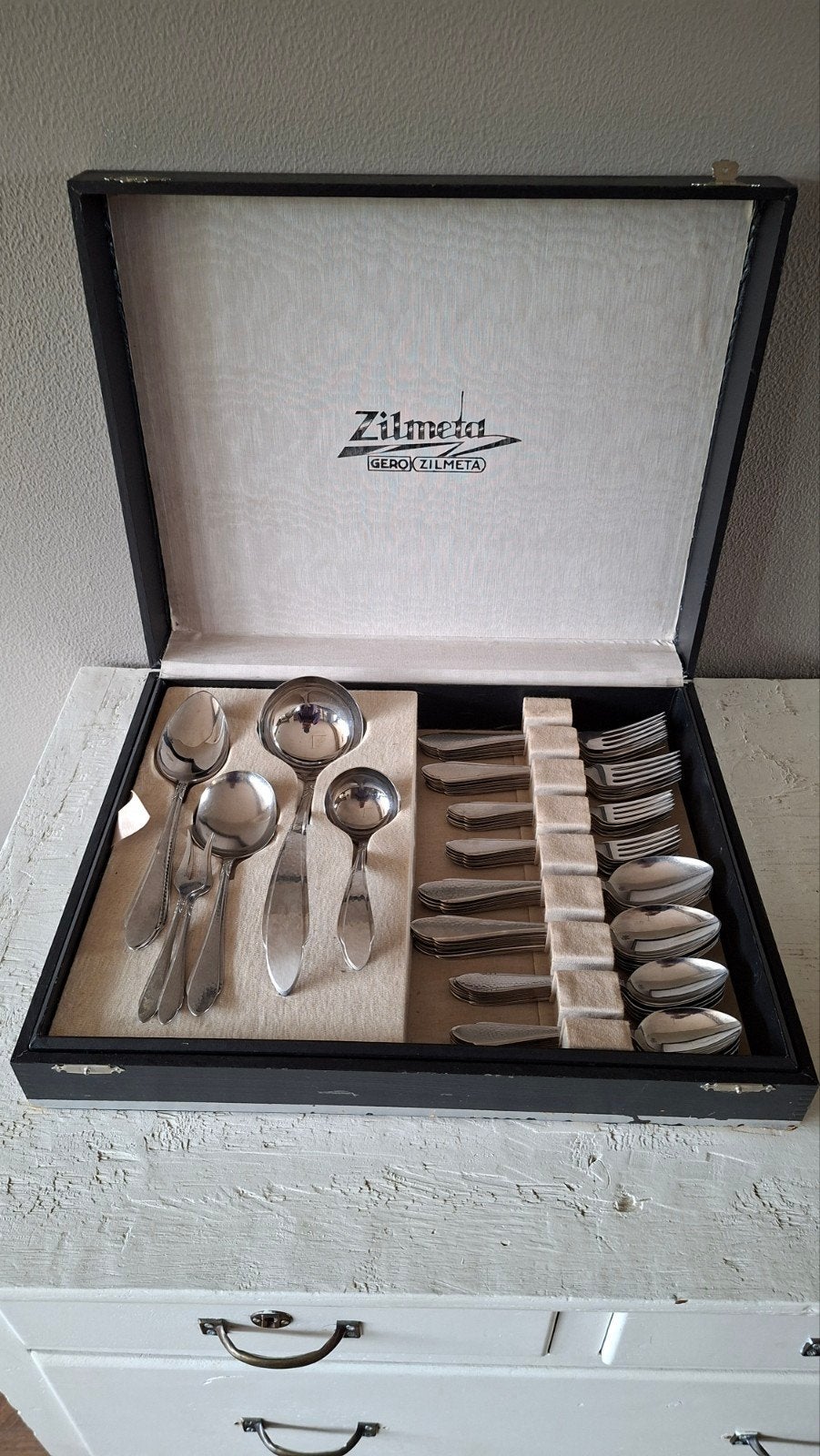 Vintage Gero Zilmeta Bestekset 56 stuks - Model 755 Gehamerd, Antiek en Kunst, Ophalen of Verzenden