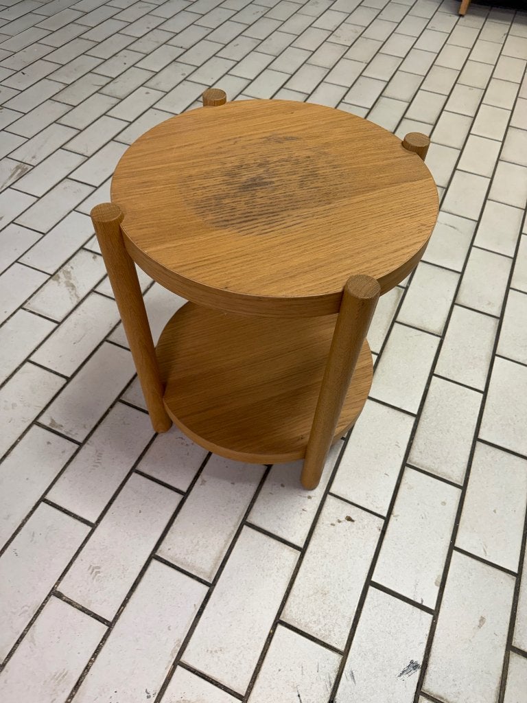 IKEA LISTERBY bijzettafel eiken, Minder dan 55 cm, Gebruikt, Rond, Ophalen