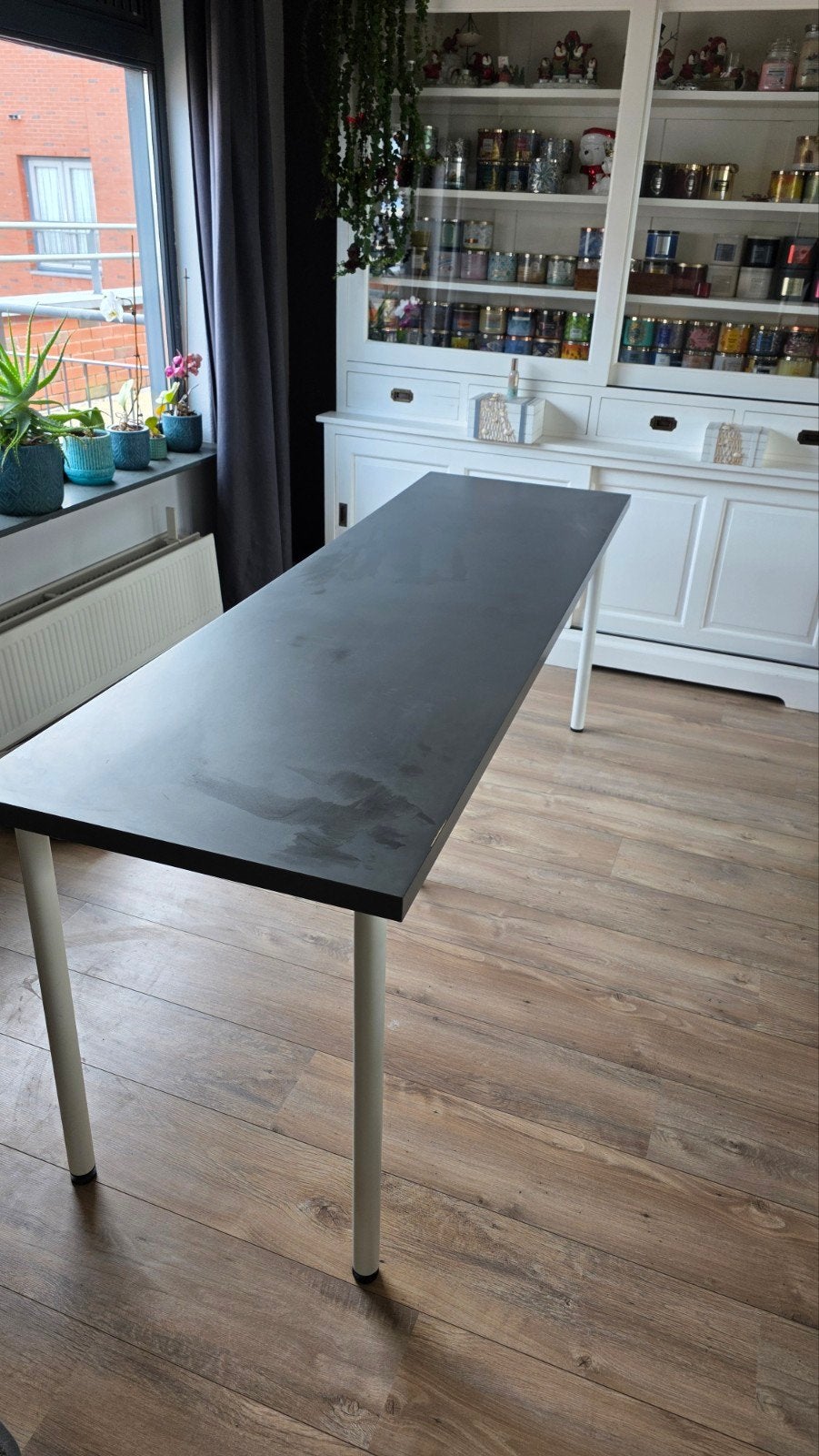 IKEA Bureau / Tafel - 200x60 cm met verstelbare poten, Ophalen, Gebruikt, 50 tot 100 cm, 150 tot 200 cm