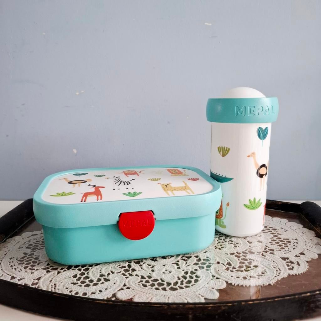 Mepal lunchbox en drinkbeker - safari dieren, Ophalen of Verzenden, Gebruikt