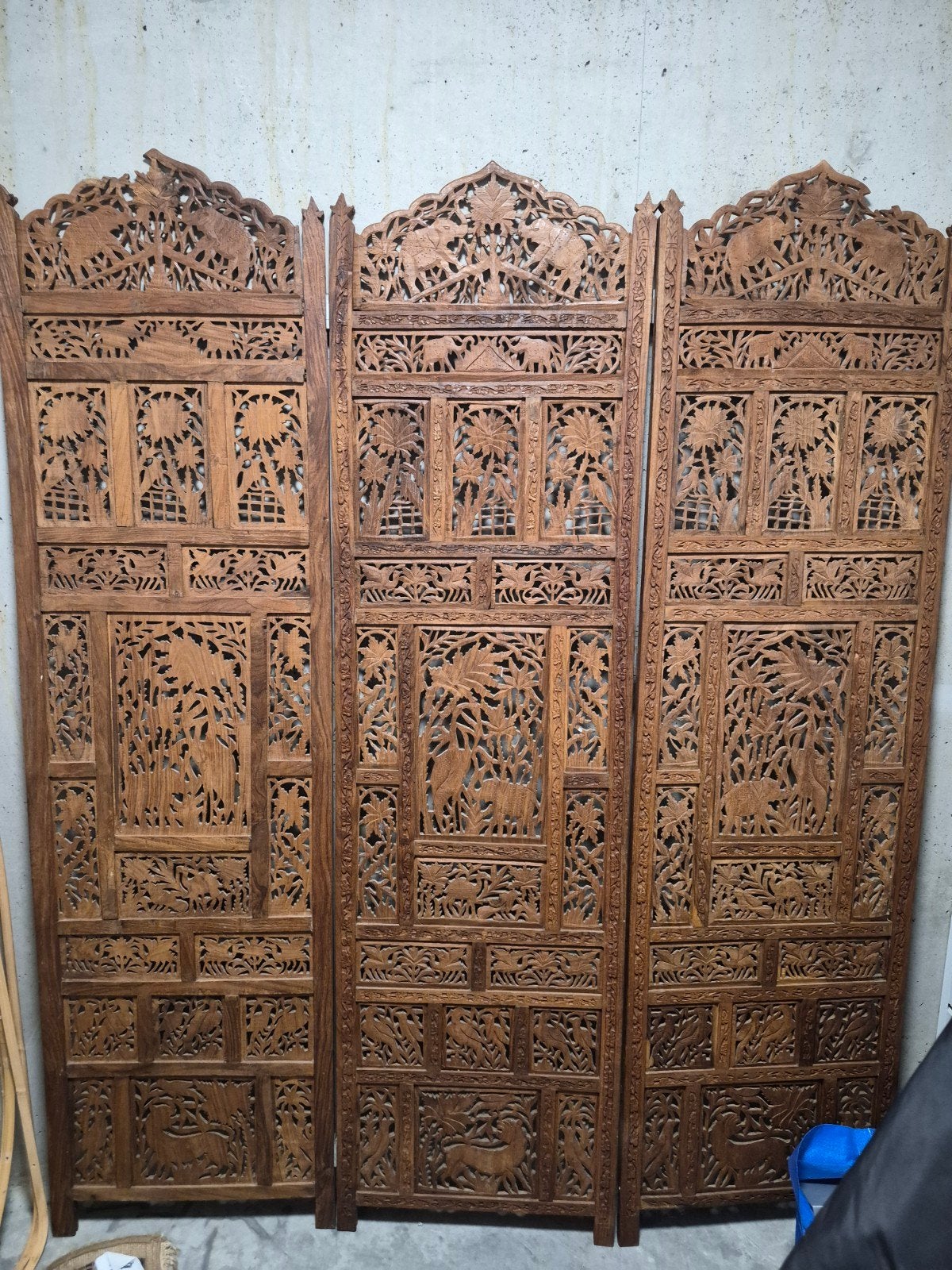Prachtig handgesneden houten kamerscherm, Huis en Inrichting, Ophalen