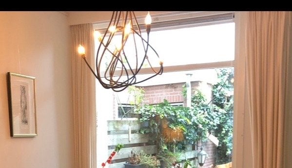 Design hanglamp met 8 lichtpunten, Ophalen, Gebruikt, Metaal, E14 (klein)