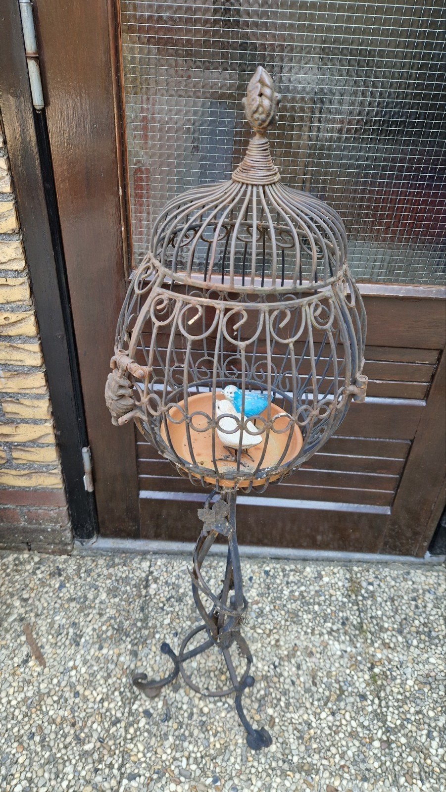 Decoratief vogelhuisje van metaal op standaard, Tuin en Terras, Ophalen